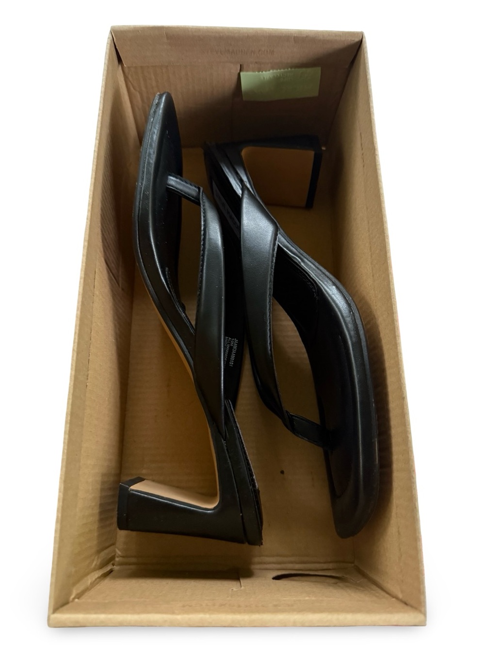 Steve Madden Black Square-Toe Thong Sandals - Picture 6 of 7